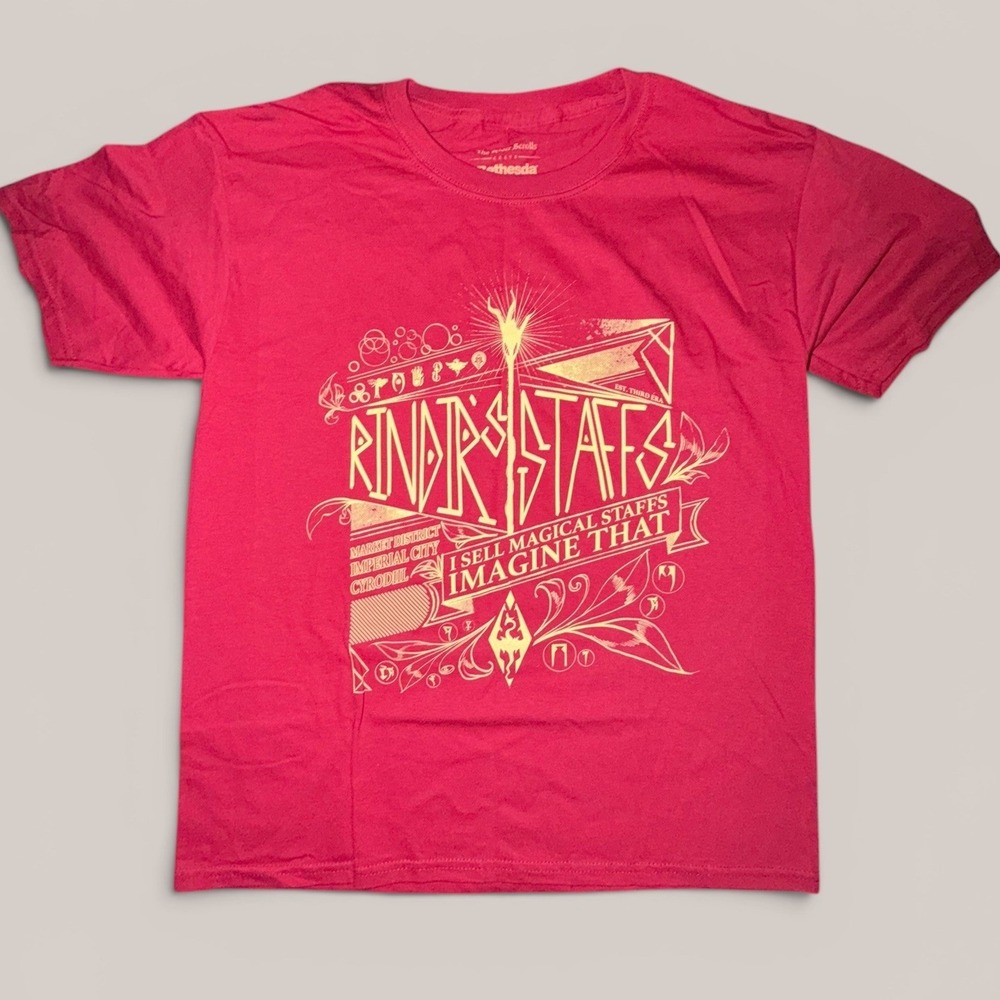 Bethesda Elder Scrolls Rindirs Staffs Red Graphic T-Shirt XS LootWear Exclusive